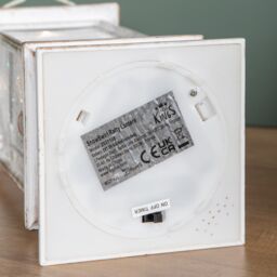 Samuel Alexander 29cm Battery Powered Light up Antique Lantern Christmas Water Spinner with Snowy Mouse Scene in White - thumbnail 8