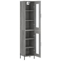 Berkfield Home Highboard Grey Sonoma 34.5x34x180 cm Engineered Wood - thumbnail 4