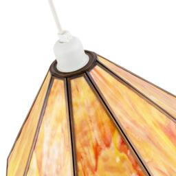 Happy Homewares Tiffany Glass Panelled Easy-Fit Pendant Shade with Antique Brass Trim in Orange - Size: 12 inches - thumbnail 3