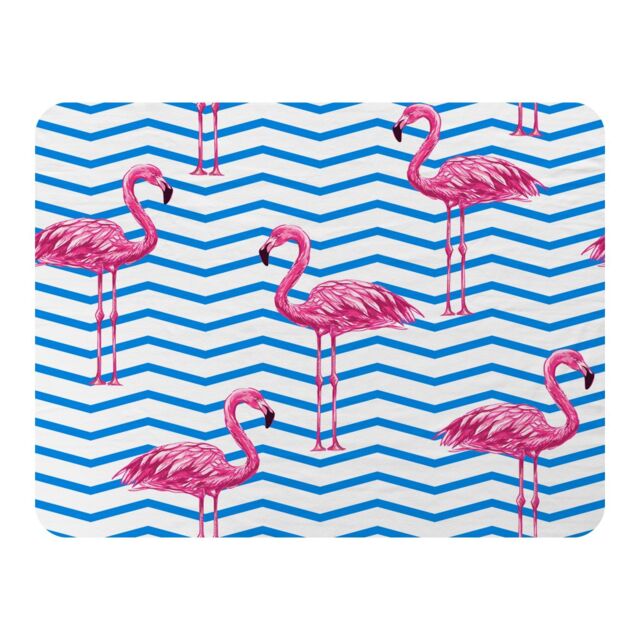 Benjamin Tate Design Flamingo & Blue Geometric Lines Blanket in Natural - Size: 120 cm x 150 cm - image 1