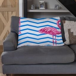 Benjamin Tate Design Flamingo & Blue Geometric Lines Blanket in Natural - Size: 120 cm x 150 cm - thumbnail 2