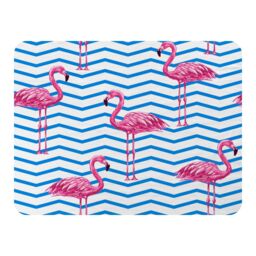 Benjamin Tate Design Flamingo & Blue Geometric Lines Blanket in Natural - Size: 120 cm x 150 cm - thumbnail 1