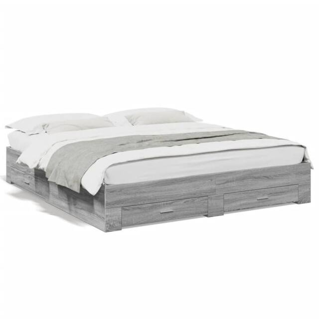 Berkfield Home Bed Frame w/Drawers Frame Grey Sonoma 180x200 cm Super King - image 1