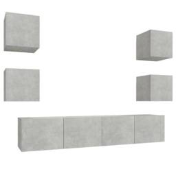 Berkfield Home Classic 6 Piece TV Cabinet Set Concrete Grey Engineered Wood - thumbnail 3