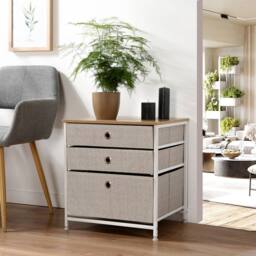 CALICOSY 3-Drawer Chest In Light Non-Woven Fabric - W48 Cm in White - thumbnail 2