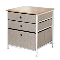 CALICOSY 3-Drawer Chest In Light Non-Woven Fabric - W48 Cm in White - thumbnail 4