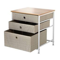 CALICOSY 3-Drawer Chest In Light Non-Woven Fabric - W48 Cm in White - thumbnail 3