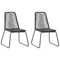 Berkfield Home 3 Piece Garden Dining Set PVC Rattan Black - thumbnail 4