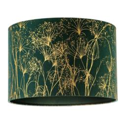 Happy Homewares Deep Emerald Forest Green Lamp Shade with Botanical Gold Foil Print in Dark Green - Size: 12 inches - thumbnail 1