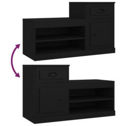 Berkfield Home Shoe Cabinet Black 100x42x60 cm Engineered Wood - Size: 100 x 42 x 60 cm - thumbnail 9