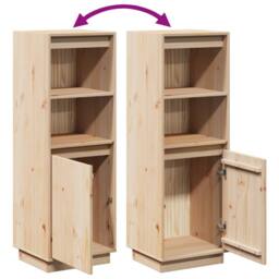 Berkfield Home Highboard 37x34x110 cm Solid Wood Pine in Natural - Size: 37 x 34 x 110 cm - thumbnail 8