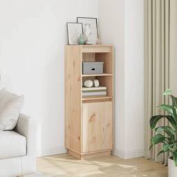 Berkfield Home Highboard 37x34x110 cm Solid Wood Pine in Natural - Size: 37 x 34 x 110 cm - thumbnail 2