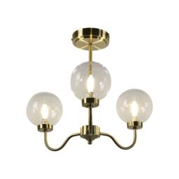 First Choice Lighting Set of 2 Totley - Antique Brass Ceiling Lights with Clear Glass Shades in Bronze - thumbnail 4