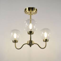 First Choice Lighting Set of 2 Totley - Antique Brass Ceiling Lights with Clear Glass Shades in Bronze - thumbnail 5