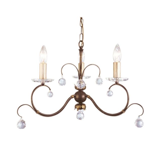 Loops 3 Bulb Chandelier Hanging Pendant LIght Bronze Patina LED E14 60W Bulb