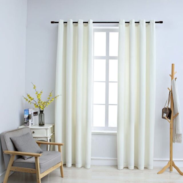 Berkfield Home Blackout Curtains with Rings 2 pcs Velvet Cream 140x175 cm - image 1