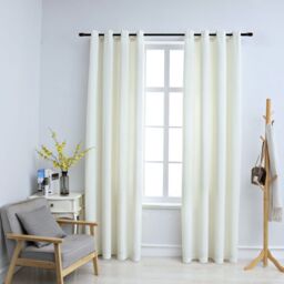 Berkfield Home Blackout Curtains with Rings 2 pcs Velvet Cream 140x175 cm