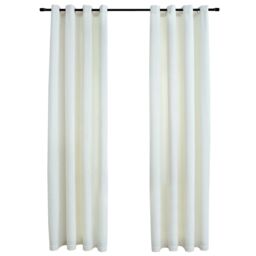 Berkfield Home Blackout Curtains with Rings 2 pcs Velvet Cream 140x175 cm - thumbnail 2