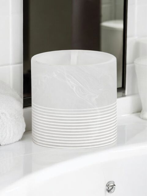 Showerdrape Bianco Frost Onyx White Striped Toothbrush Holder - image 1