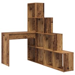 Berkfield Home Corner Desk with Shelf with Storage Old wood 101.5 x 149.5 x 149.5 cm in Brown - thumbnail 2