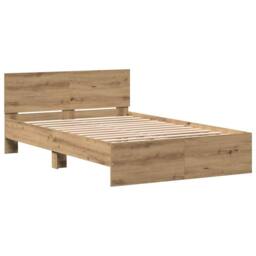 Berkfield Home Classic Bed Frame with Headboard Artisan Oak 120 x 190 cm in Brown - thumbnail 3