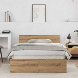 Berkfield Home Classic Bed Frame with Headboard Artisan Oak 120 x 190 cm in Brown - thumbnail 2