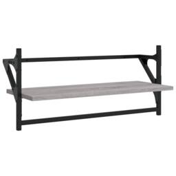 Berkfield Home 4 Piece Wall Shelf Set with Bars Grey Sonoma Engineered Wood - thumbnail 5