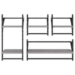 Berkfield Home 4 Piece Wall Shelf Set with Bars Grey Sonoma Engineered Wood - thumbnail 4