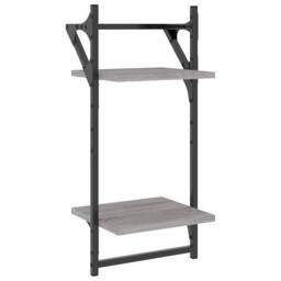 Berkfield Home 4 Piece Wall Shelf Set with Bars Grey Sonoma Engineered Wood - thumbnail 7