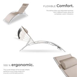 tectake Sun Lounger Set Of 2 Alina in Beige - Size: 2 Seater - thumbnail 3
