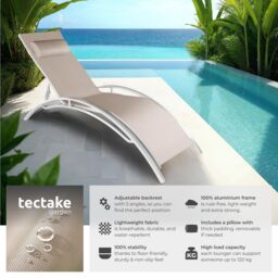 tectake Sun Lounger Set Of 2 Alina in Beige - Size: 2 Seater - thumbnail 2