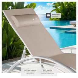 tectake Sun Lounger Set Of 2 Alina in Beige - Size: 2 Seater - thumbnail 4