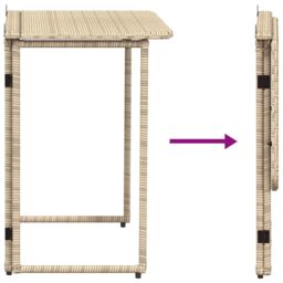 Berkfield Home Folding Garden Table Beige 90x51x75 cm Poly Rattan - Size: 90 x 51 x 75 cm - thumbnail 7