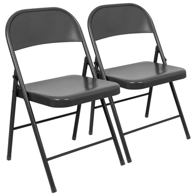 Harbour Housewares Metal Folding Chair - Pack of 2 in Black - image 1
