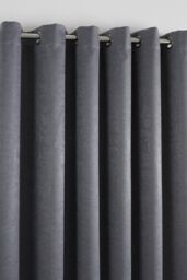 Fusion 'Strata' Triple-Woven Dimout Eyelet Curtains in Charcoal - Size: 117 cm width x 229 cm drop - thumbnail 2