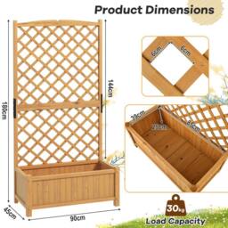 Costway Raised Garden Bed Tall Standing Wooden Planter Outdoor Plant Container in Brown - thumbnail 4