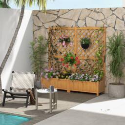 Costway Raised Garden Bed Tall Standing Wooden Planter Outdoor Plant Container in Brown - thumbnail 6