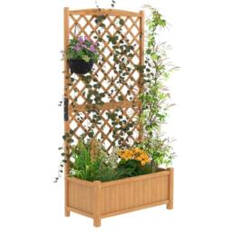 Costway Raised Garden Bed Tall Standing Wooden Planter Outdoor Plant Container in Brown - thumbnail 1
