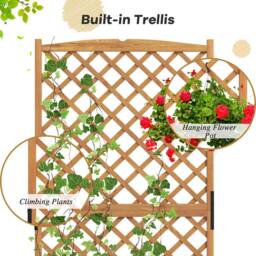 Costway Raised Garden Bed Tall Standing Wooden Planter Outdoor Plant Container in Brown - thumbnail 3