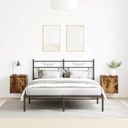 Berkfield Home Wall-Mounted Bedside Cabinets 2 pcs Smoked Oak 38x34x40 cm in Brown - Size: 38 x 34 x 40 cm - thumbnail 3