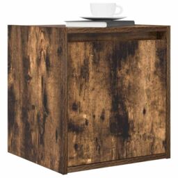 Berkfield Home Wall-Mounted Bedside Cabinets 2 pcs Smoked Oak 38x34x40 cm in Brown - Size: 38 x 34 x 40 cm - thumbnail 4