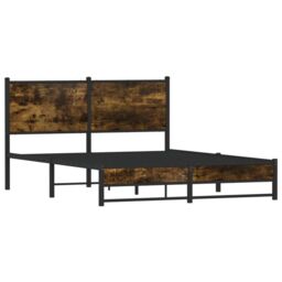 Berkfield Home Metal Bed Frame without Mattress Smoked Oak 140x200 cm in Brown - thumbnail 3