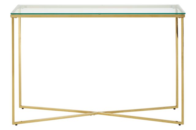 Orsina Versatile Finish Cross Base Console Table, Contemporary Hallway Table, Functional Table For Livingroom in Gold - image 1