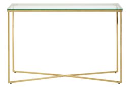 Orsina Versatile Finish Cross Base Console Table, Contemporary Hallway Table, Functional Table For Livingroom in Gold - thumbnail 1