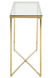 Orsina Versatile Finish Cross Base Console Table, Contemporary Hallway Table, Functional Table For Livingroom in Gold - thumbnail 3