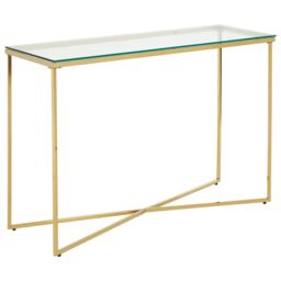 Orsina Versatile Finish Cross Base Console Table, Contemporary Hallway Table, Functional Table For Livingroom in Gold - thumbnail 2