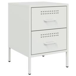 Berkfield Home Durable Bedside Cabinet White 36x39x50.5 cm Steel - thumbnail 3