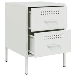 Berkfield Home Durable Bedside Cabinet White 36x39x50.5 cm Steel - thumbnail 9