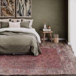 Kukoon Burgundy Distressed Soft Pile Living Room Area Rug Bedroom Floor Mat in Plum - Size: 80 cm x 150 cm - thumbnail 3