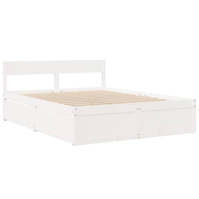 Berkfield Home Modern Bed Frame without Mattress White 140x200 cm Solid Wood Pine - image 1